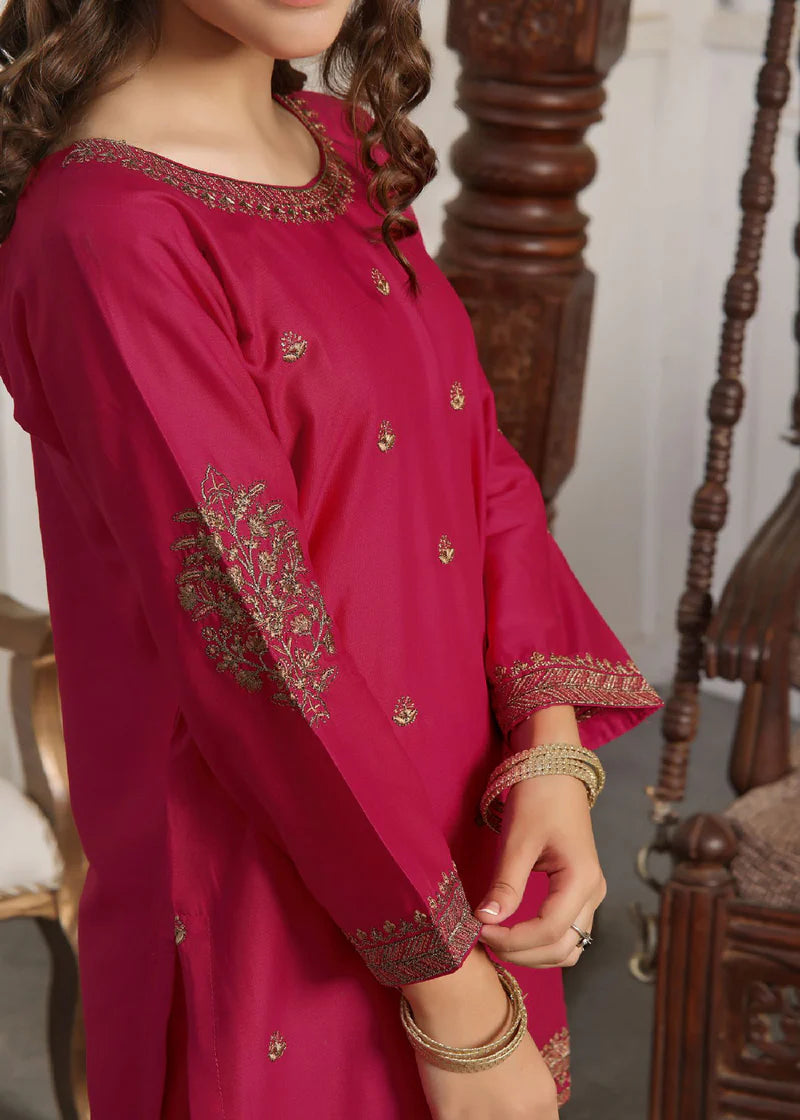 side view of Pink Kurta Set for Girls | Mahaba Studio