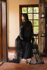 NF-6693 Black Silk long 2pc dress