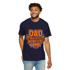 Dad of Little Monsters T-Shirt — Halloween Dad Tee with Pumpkin & Monster Faces