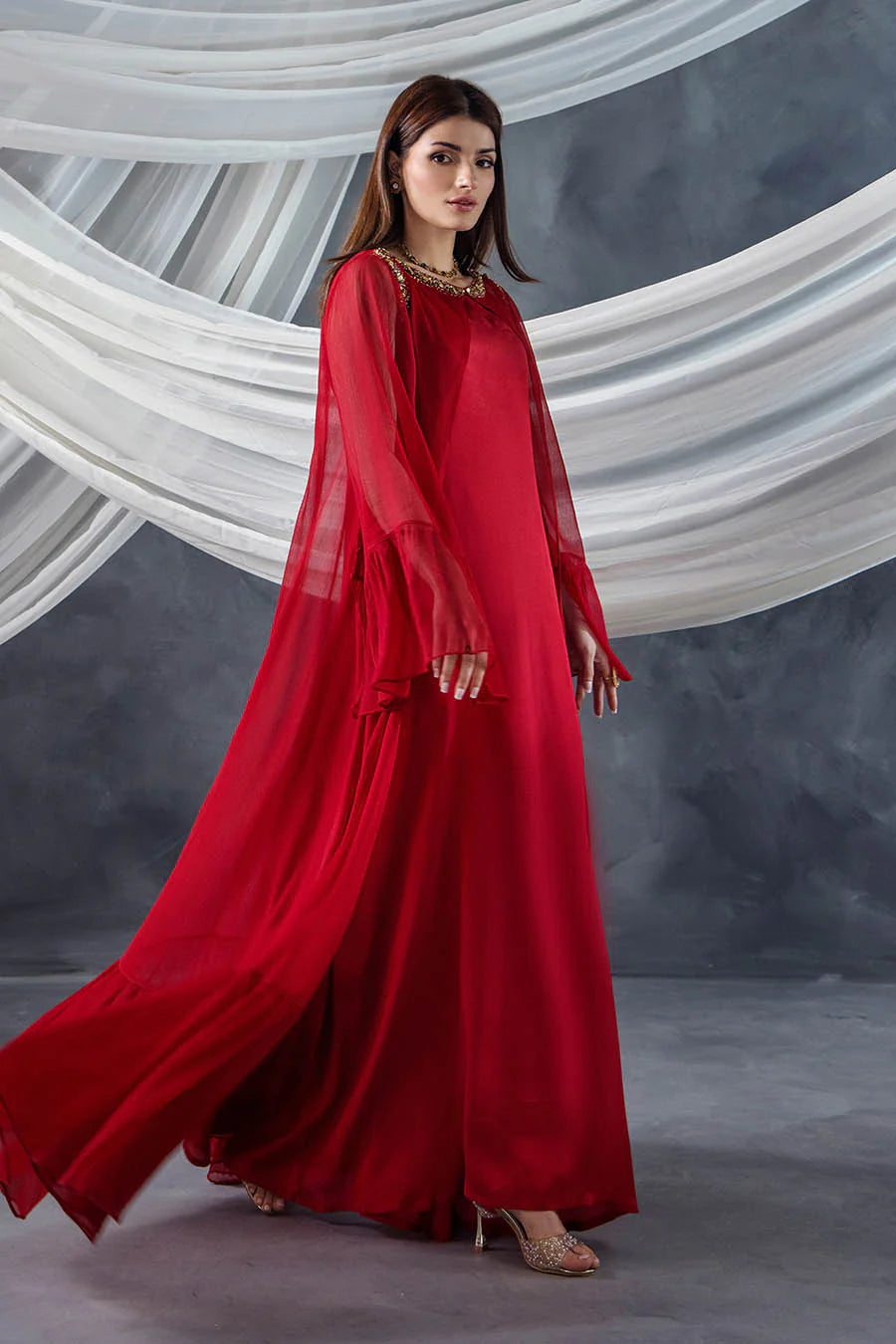 P-302 - Long Shirt with Chiffon Upper