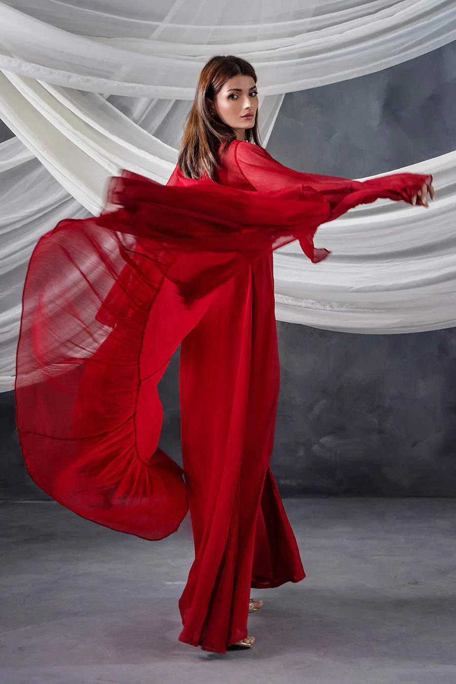 P-302 - Long Shirt with Chiffon Upper