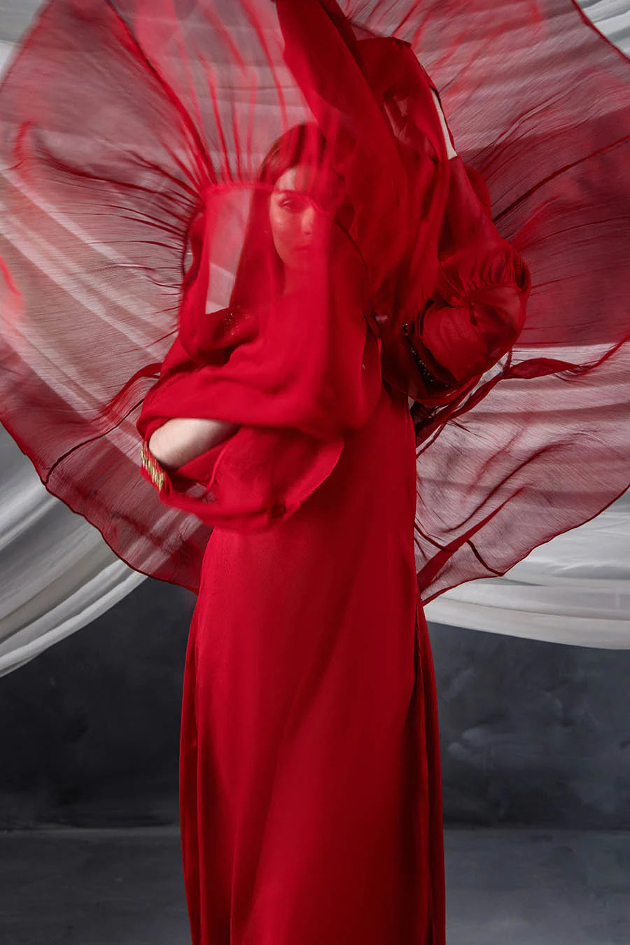 P-302 - Long Shirt with Chiffon Upper