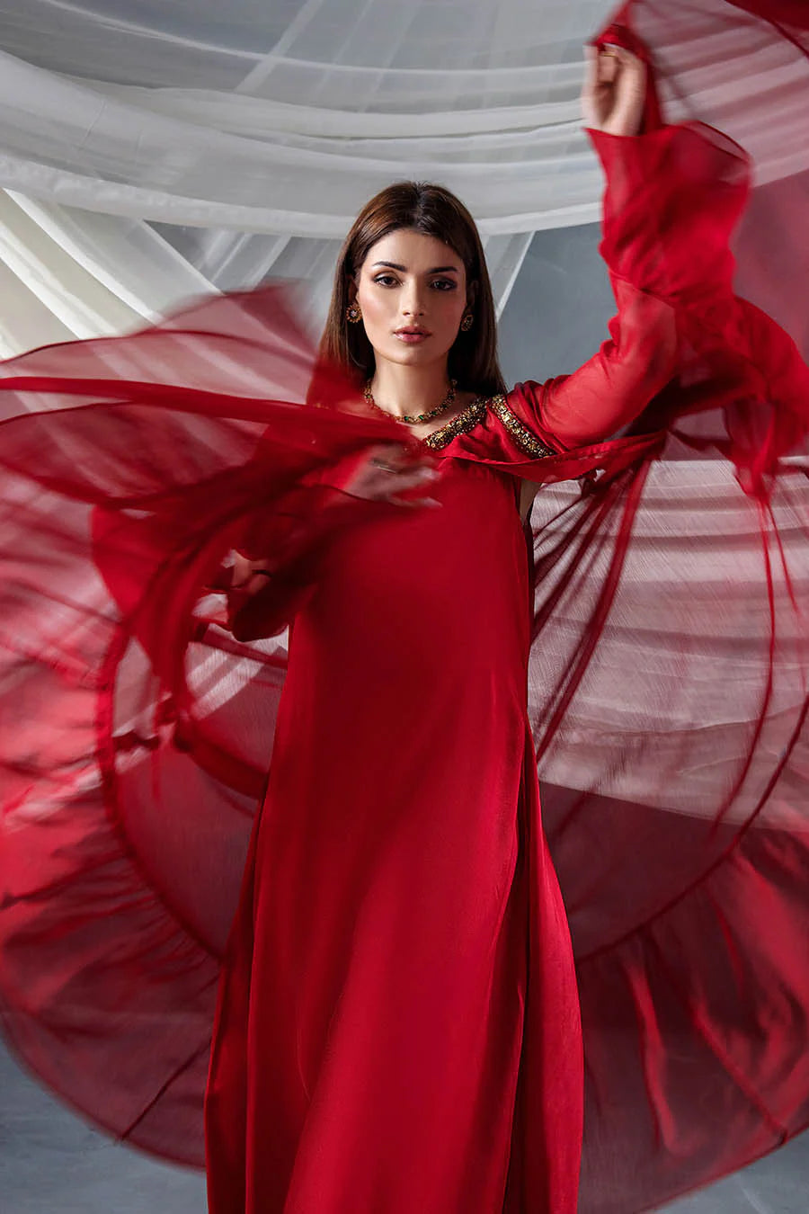 P-302 - Long Shirt with Chiffon Upper