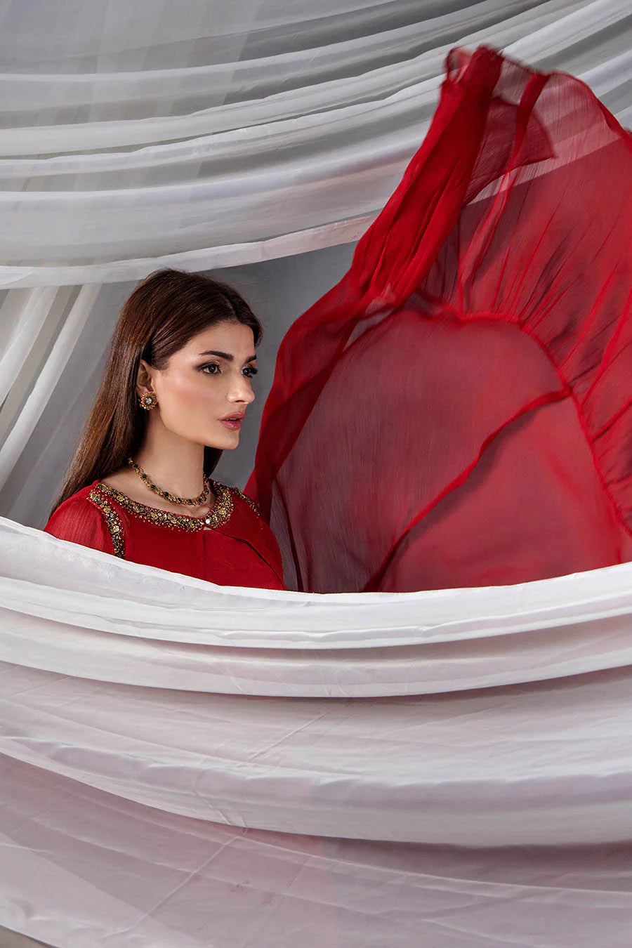 P-302 - Long Shirt with Chiffon Upper