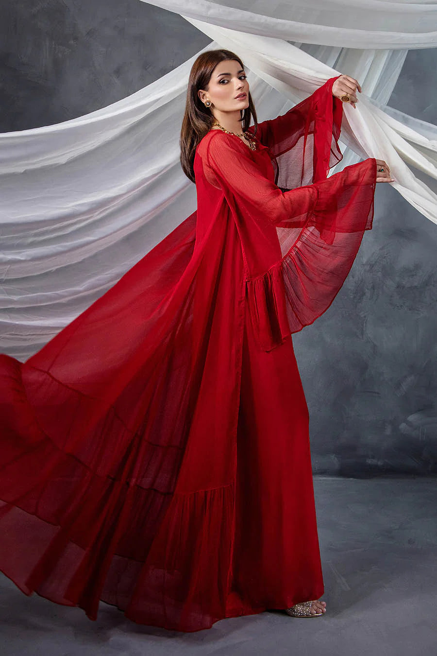 P-302 - Long Shirt with Chiffon Upper