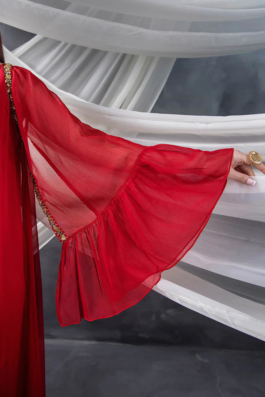 P-302 - Long Shirt with Chiffon Upper