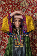 P-303 - Long Kaftan with dupatta and trouser - Multicolor