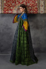P-303 - Long Kaftan with dupatta and trouser - Multicolor