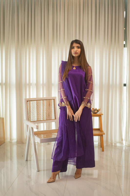 MSP 302 - Purple Shot Silk 3-Piece Outfit