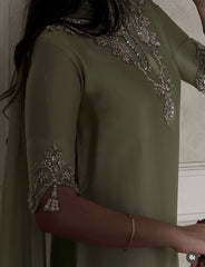 Sage Luxe Silk Embroidered Sharara Set