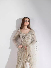 Off white hand embroidered gharara