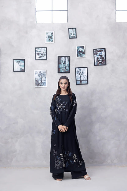 NF-6270 Black Cotton Stitched 3pc Suit
