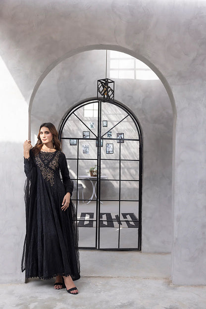 NF-6331 Black Embroidered Stitched Frock