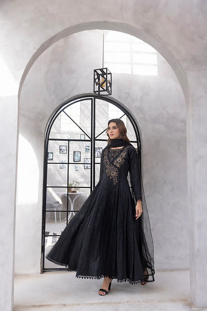 NF-6331 Black Embroidered Stitched Frock