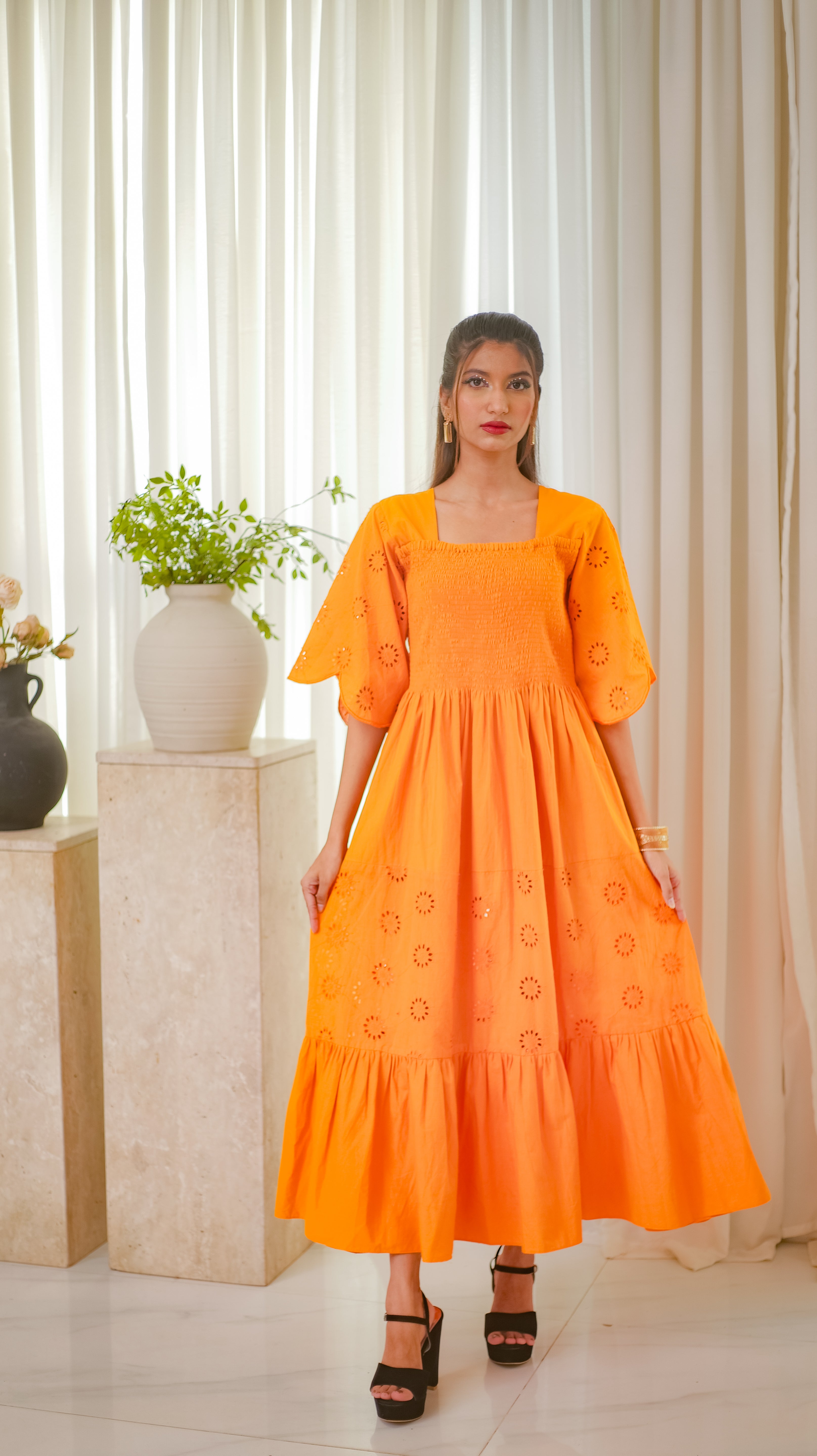 MSP 303 - Yellow Cotton Chicken Kaari Frock