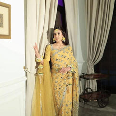 Sunshine Yellow Mirror & Sequin Work Saree – Festive Wear| Indian Sari