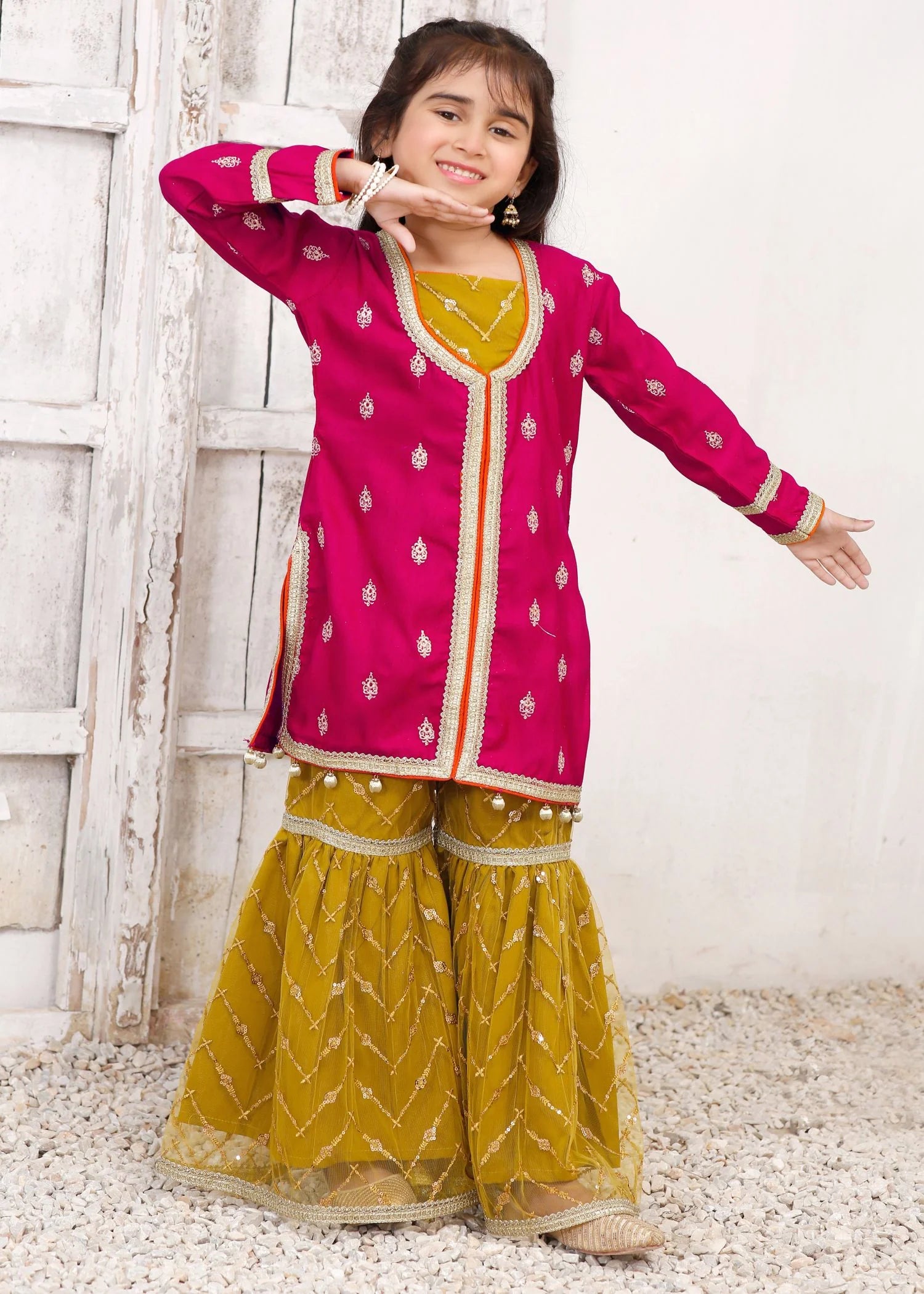 3 Piece Rawsilk Embroidered Gharara