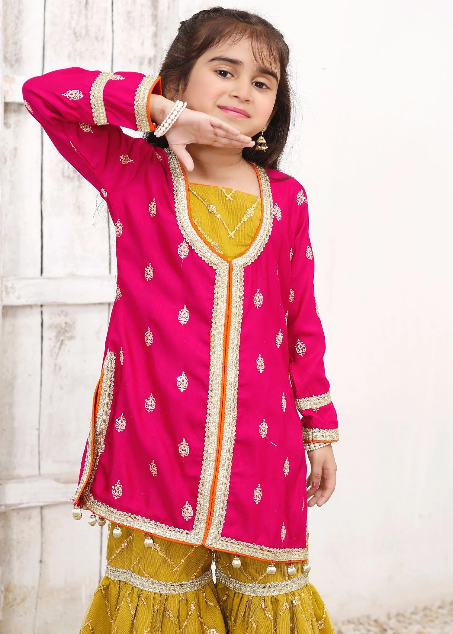 3 Piece Rawsilk Embroidered Gharara