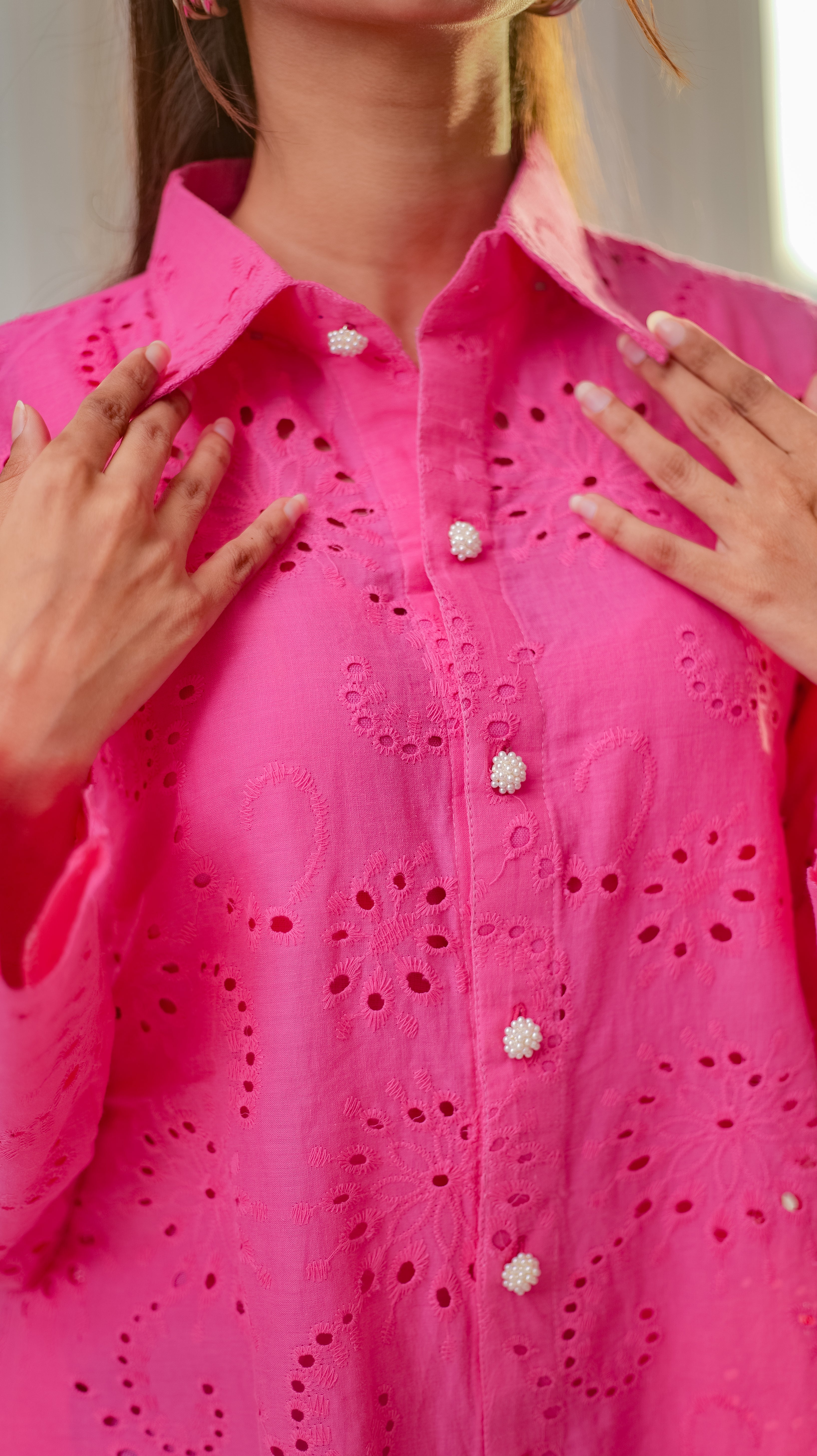 MSP 205 - Bottom-Down Pink Chicken Kari Shirt