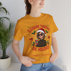 Sleighin' Through the Holidays Tee — Christmas Coffee Graphic Tee