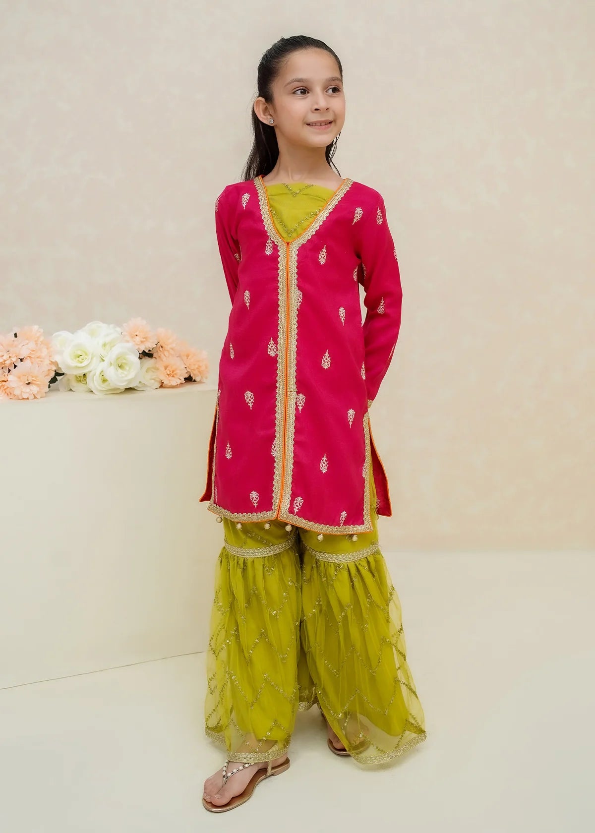 3 Piece Rawsilk Embroidered Gharara