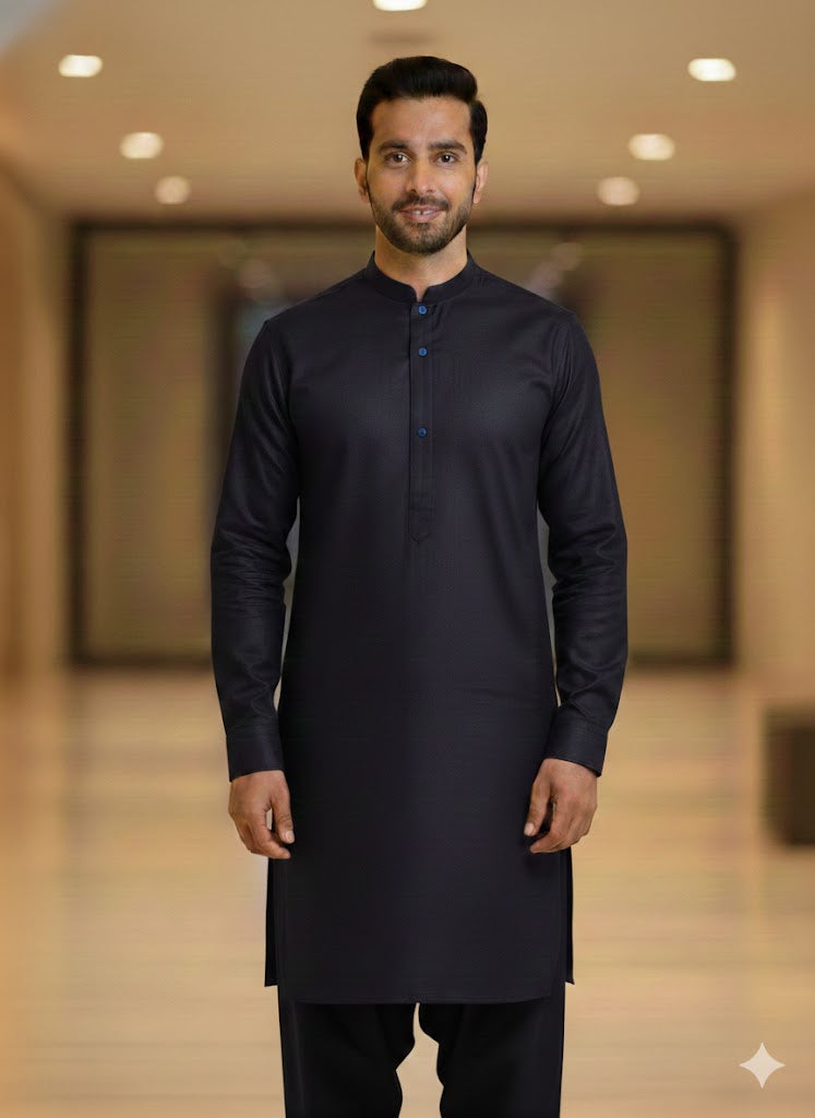 Dark Navy Blue Men Salwar Kameez