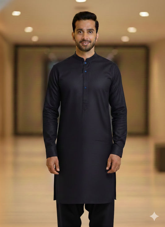 Dark Navy Blue Men Salwar Kameez