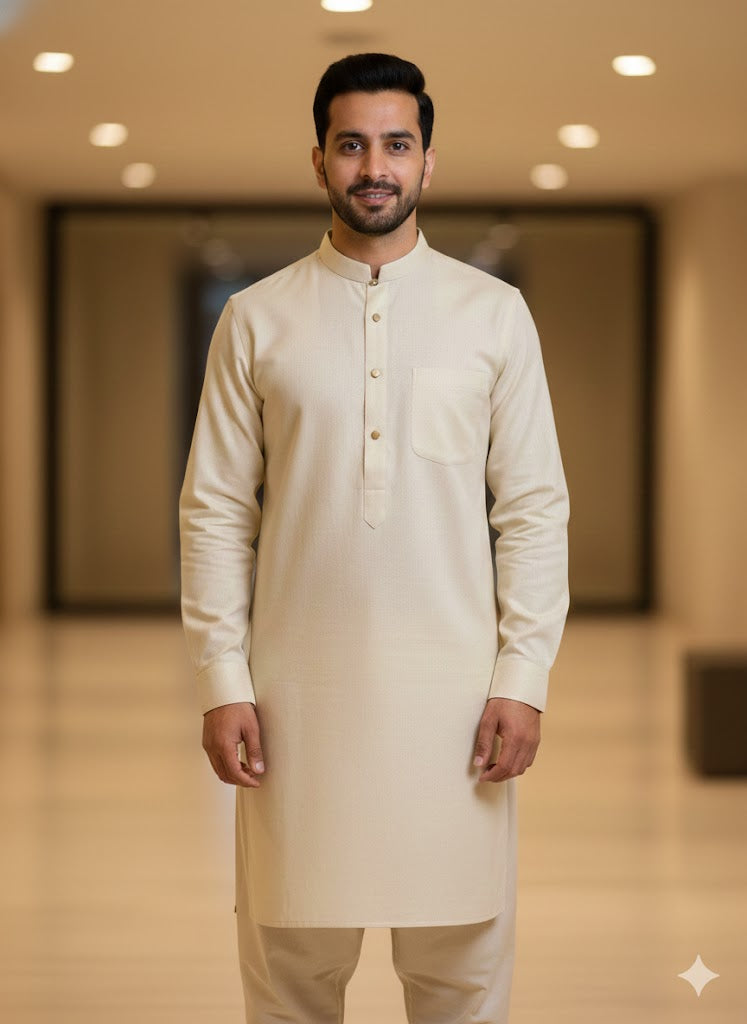 Off white Men Kurta Pajama
