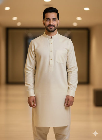 Off white Men Kurta Pajama