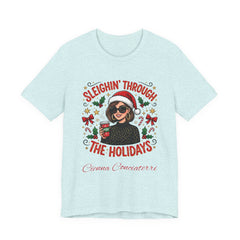 Sleighin' Through the Holidays Tee — Christmas Coffee Graphic Tee