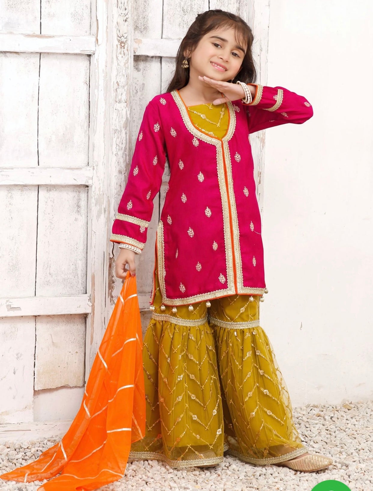 3 Piece Rawsilk Embroidered Gharara