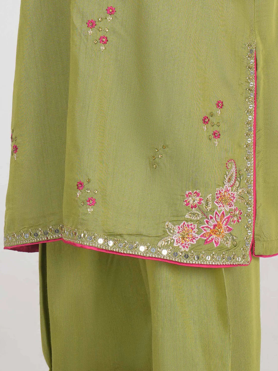 2 Piece Raw Silk Suit- Embroidered (Pret)