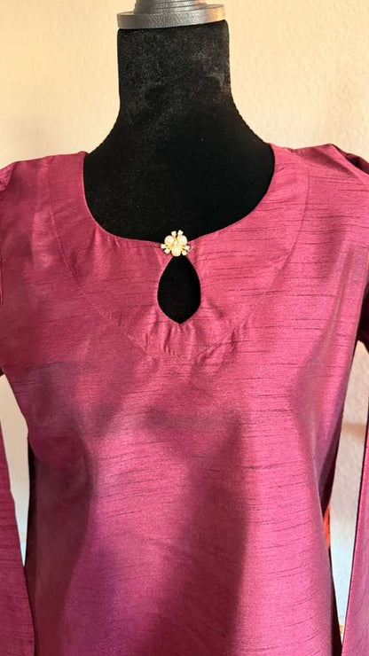 Korean Raw Silk Salwar Suit – Plain Elegance with Heavy Embroidered Organza Dupatta | 3 Piece Set