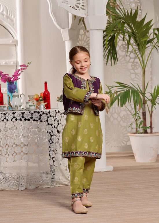 Dhani green Rainbow Koti Style kurta set for girls