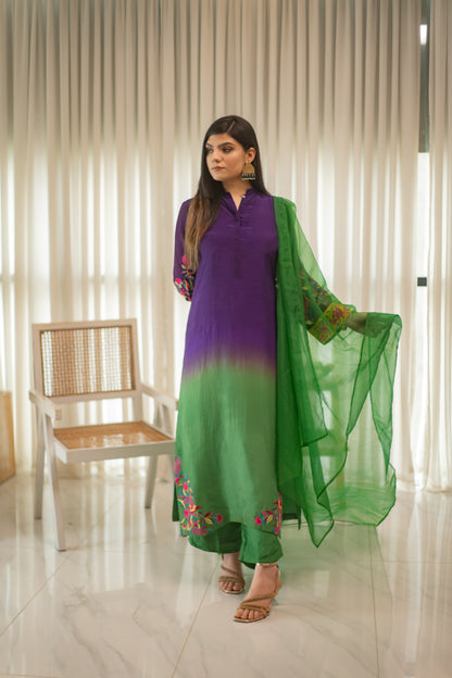 MSP 306 - Blue Green Farshi Silk Set