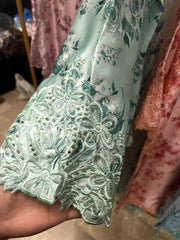 Floral Digital Printed Silk Long Shirt with Palazzo & Silk Dupatta – 3 Piece Set