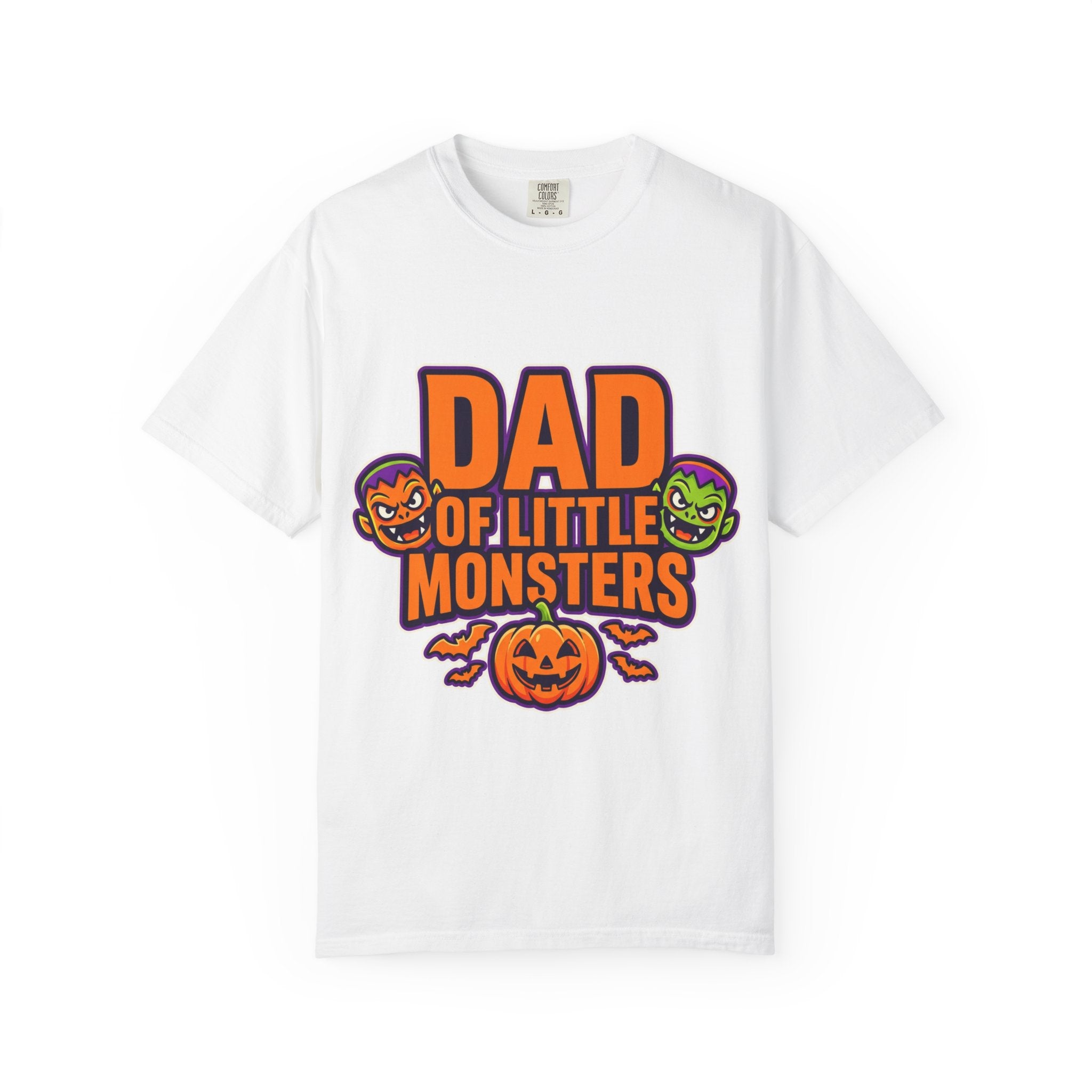 Dad of Little Monsters T-Shirt — Halloween Dad Tee with Pumpkin & Monster Faces