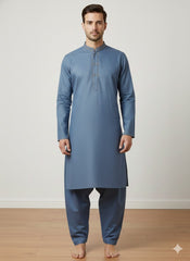 Slate blue salwar kameez for men