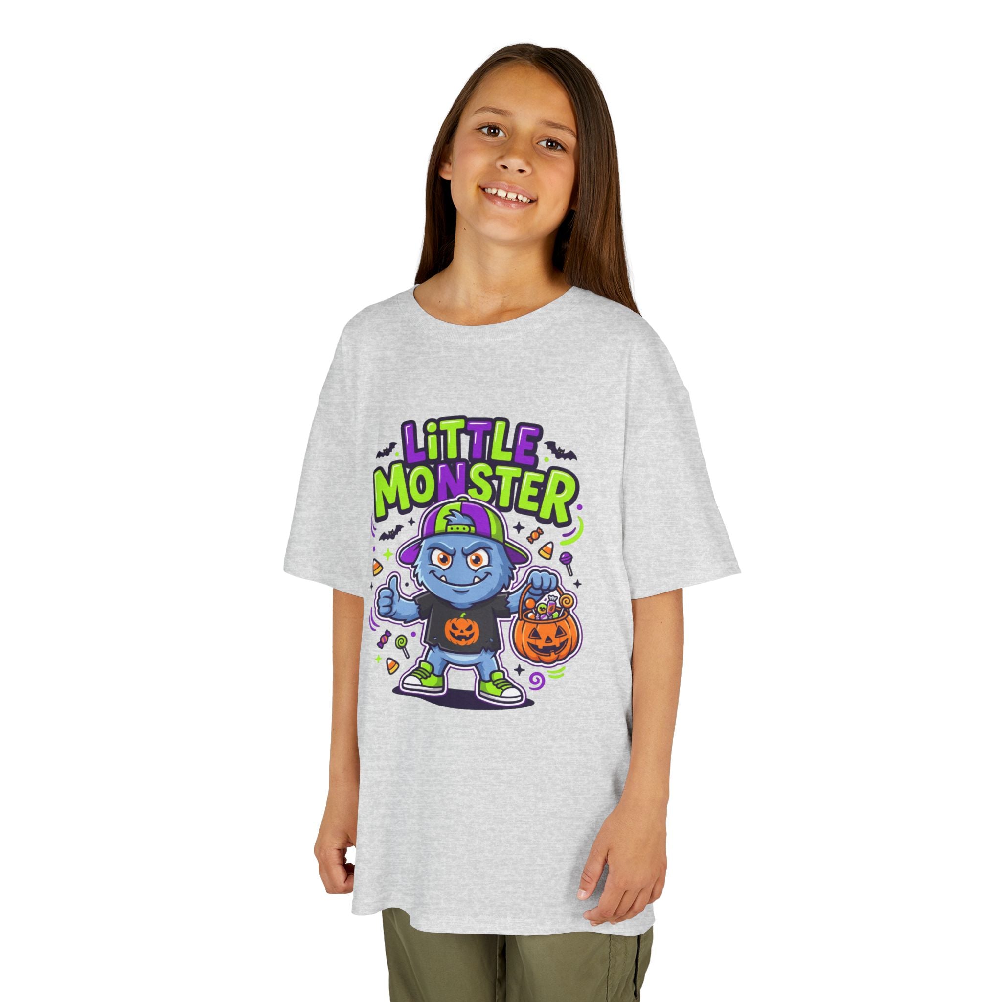 Youth - Kids Tee — 'Little Monster' Halloween Cartoon Shirt