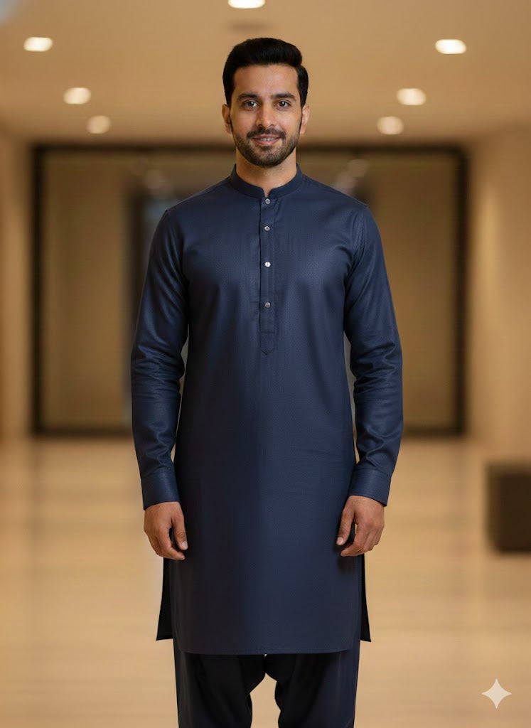 Navy Blue Men Salwar Kameez