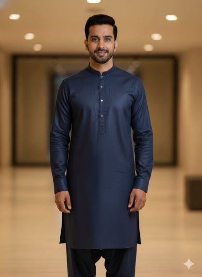 Navy Blue Men Salwar Kameez