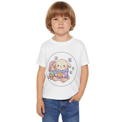 Cute Bunny & Girl Toddler T‑Shirt — Pastel Plush Friends Graphic Tee