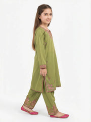 2 Piece Raw Silk Suit- Embroidered (Pret)