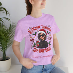 Sleighin' Through the Holidays Tee — Christmas Coffee Graphic Tee
