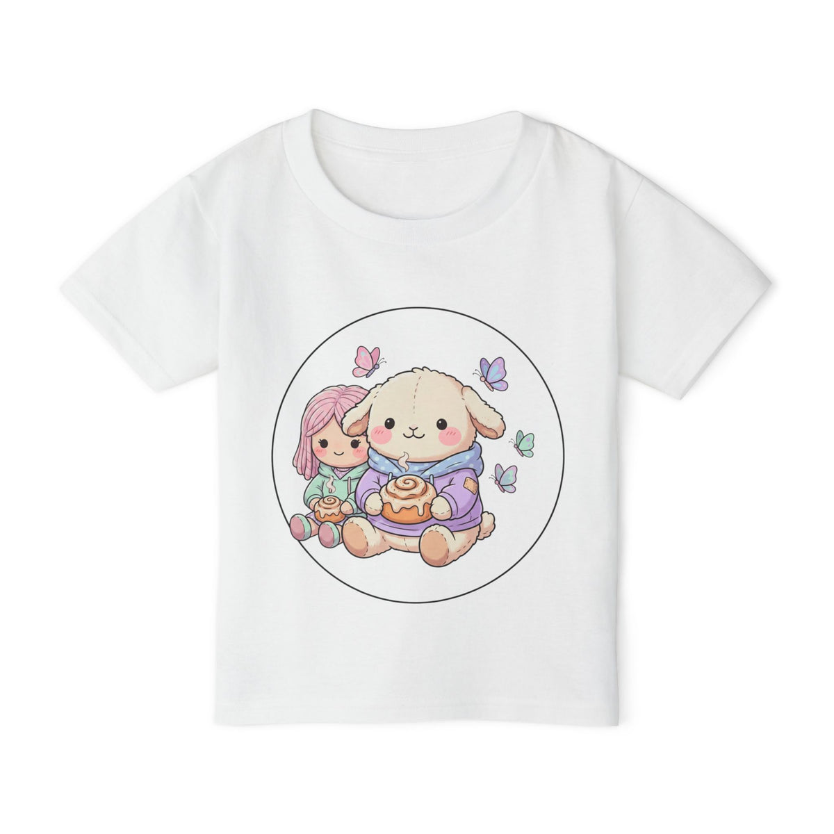 Cute Bunny & Girl Toddler T‑Shirt — Pastel Plush Friends Graphic Tee