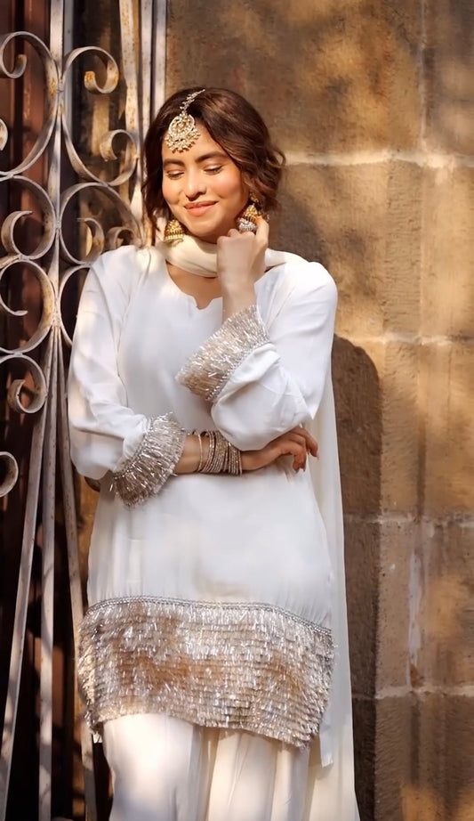 Classic White Farshi Shalwar Kameez