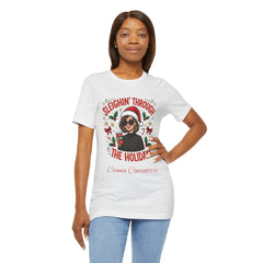 Sleighin' Through the Holidays Tee — Christmas Coffee Graphic Tee