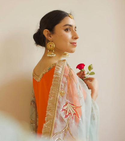 Orange Bloom Shalwar Kameez