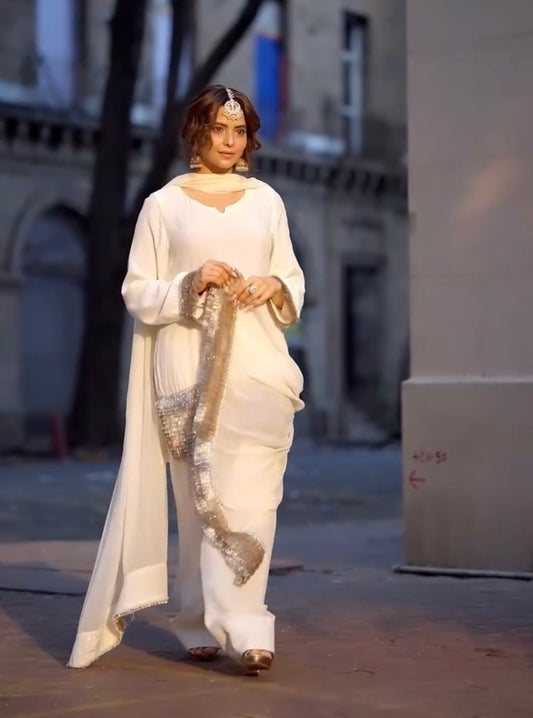 Classic White Farshi Shalwar Kameez