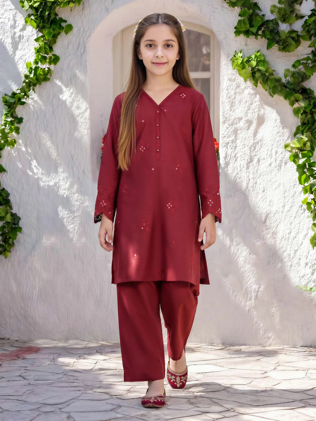 2 Piece Viscose Suit- Embroidered (Pret)
